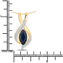 Load image into Gallery viewer, 2.27 Carat Genuine Blue Sapphire and White Diamond 14K Yellow Gold Pendant