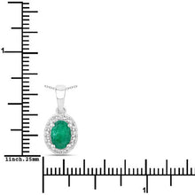 Load image into Gallery viewer, 0.89 Carat Genuine Zambian Emerald and Lab Grown Diamond .925 Sterling Silver Pendant