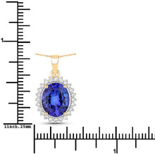Load image into Gallery viewer, 4.68 Carat Genuine Tanzanite and White Diamond 14K Yellow Gold Pendant