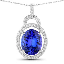 Load image into Gallery viewer, 4.06 Carat Genuine Tanzanite and White Diamond 14K White Gold Pendant