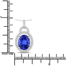 Load image into Gallery viewer, 4.06 Carat Genuine Tanzanite and White Diamond 14K White Gold Pendant