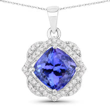 Load image into Gallery viewer, 3.14 Carat Genuine Tanzanite and White Diamond 14K White Gold Pendant