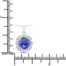 Load image into Gallery viewer, 3.14 Carat Genuine Tanzanite and White Diamond 14K White Gold Pendant