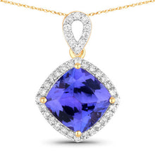 Load image into Gallery viewer, 2.54 Carat Genuine Tanzanite and White Diamond 14K Yellow Gold Pendant