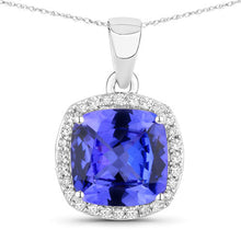 Load image into Gallery viewer, 2.65 Carat Genuine Tanzanite and White Diamond 14K White Gold Pendant