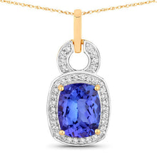 Load image into Gallery viewer, 2.23 Carat Genuine Tanzanite and White Diamond 14K Yellow Gold Pendant