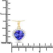 Load image into Gallery viewer, 2.66 Carat Genuine Tanzanite and White Diamond 14K Yellow Gold Pendant
