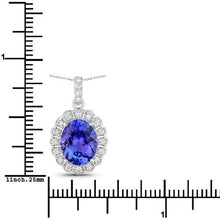 Load image into Gallery viewer, 2.93 Carat Genuine Tanzanite and White Diamond 14K White Gold Pendant