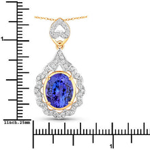 Load image into Gallery viewer, 4.40 Carat Genuine Tanzanite and White Diamond 14K Yellow Gold Pendant