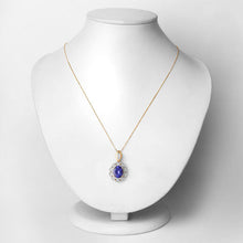 Load image into Gallery viewer, 4.13 Carat Genuine Tanzanite and White Diamond 14K Yellow Gold Pendant