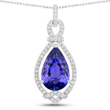Load image into Gallery viewer, 7.11 Carat Genuine Tanzanite and White Diamond 14K White Gold Pendant