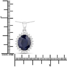 Load image into Gallery viewer, 4.63 Carat Genuine Blue Sapphire and White Diamond 14K White Gold Pendant