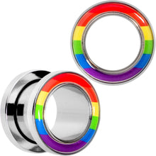 Load image into Gallery viewer, Rainbow Unity Pride Screw Fit Tunnel Plug Set 2G to 1"