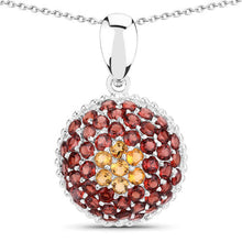 Load image into Gallery viewer, 4.57 Carat Genuine Citrine and Garnet .925 Sterling Silver Pendant