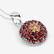Load image into Gallery viewer, 4.57 Carat Genuine Citrine and Garnet .925 Sterling Silver Pendant