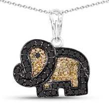 Load image into Gallery viewer, 0.89 Carat Genuine Black Diamond and Yellow Diamond .925 Sterling Silver Pendant
