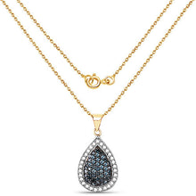 Load image into Gallery viewer, 14K Yellow Gold Plated 0.81 Carat Genuine Blue Diamond and White Diamond .925 Sterling Silver Pendant