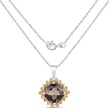 Load image into Gallery viewer, 6.17 Carat Genuine Smoky Quartz and Citrine .925 Sterling Silver Pendant