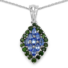 Load image into Gallery viewer, 1.40 Carat Genuine Tanzanite and Chrome Diopside .925 Sterling Silver Pendant