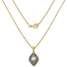 Load image into Gallery viewer, 14K Yellow Gold Plated 1.82 Carat Genuine Ethiopian Opal & Tanzanite .925 Sterling Silver Pendant