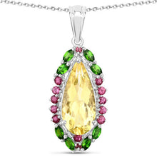 Load image into Gallery viewer, "6.19 Carat Genuine Citrine, Chrome Diopside and Rhodolite Garnet .925 Sterling Silver Pendant