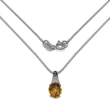 Load image into Gallery viewer, 4.50 Carat Genuine Citrine, Champagne Diamond & White Diamond .925 Sterling Silver Pendant