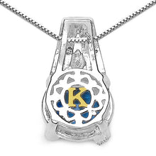 Load image into Gallery viewer, 4.94 Carat Genuine Swiss Blue Topaz, Blue Diamond & White Diamond .925 Sterling Silver Pendant