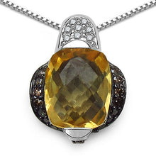 Load image into Gallery viewer, 2.91 Carat Genuine Citrine, Champagne Diamond & White Diamond .925 Sterling Silver Pendant