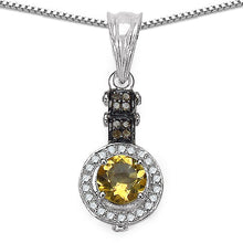 Load image into Gallery viewer, 1.00 Carat Genuine Citrine, Champagne Diamond & White Diamond .925 Sterling Silver Pendant
