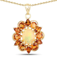 Load image into Gallery viewer, 5.99 Carat Genuine Ethiopian Opal and Citrine .925 Sterling Silver Pendant