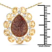 Load image into Gallery viewer, 14K Yellow Gold Plated 5.14 Carat Genuine Red Droozi and Citrine .925 Sterling Silver Pendant