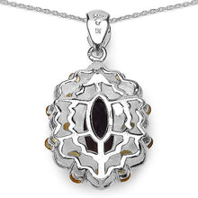 Load image into Gallery viewer, 6.40 Carat Genuine Smoky Quartz, Citrine & White Diamond .925 Sterling Silver Pendant