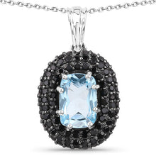 Load image into Gallery viewer, 6.70 Carat Genuine Blue Topaz and Black Spinel .925 Sterling Silver Pendant