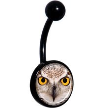 Load image into Gallery viewer, Full Color Owl Black Belly Ring