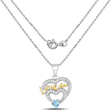 Load image into Gallery viewer, 0.44 Carat Genuine Swiss Blue Topaz and White Topaz .925 Sterling Silver Pendant
