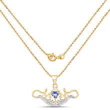 Load image into Gallery viewer, 14K Yellow Gold Plated 0.62 Carat Genuine Tanzanite and White Topaz .925 Sterling Silver Pendant