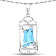 Load image into Gallery viewer, 4.57 Carat Genuine Swiss Blue Topaz & White Topaz .925 Sterling Silver Pendant