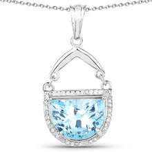Load image into Gallery viewer, 4.08 Carat Genuine Swiss Blue Topaz & White Topaz .925 Sterling Silver Pendant