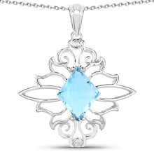 Load image into Gallery viewer, 5.15 Carat Genuine Swiss Blue Topaz .925 Sterling Silver Pendant