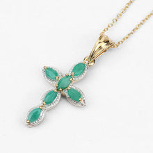 Load image into Gallery viewer, 18K Yellow Gold Plated 0.84 Carat Genuine Emerald .925 Sterling Silver Pendant