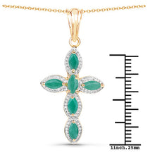 Load image into Gallery viewer, 18K Yellow Gold Plated 0.84 Carat Genuine Emerald .925 Sterling Silver Pendant
