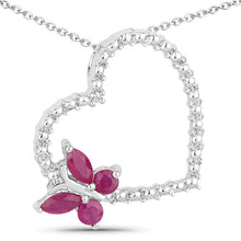 Load image into Gallery viewer, 0.52 Carat Genuine Ruby and Created White Sapphire .925 Sterling Silver Pendant
