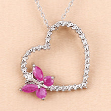 Load image into Gallery viewer, 0.52 Carat Genuine Ruby and Created White Sapphire .925 Sterling Silver Pendant