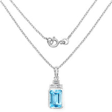 Load image into Gallery viewer, 9.99 Carat Genuine Swiss Blue Topaz and White Topaz .925 Sterling Silver Pendant