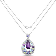 Load image into Gallery viewer, 6.40 Carat Genuine Multi Stones .925 Sterling Silver Pendant