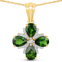 Load image into Gallery viewer, 2.70 Carat Genuine Chrome Diopside and White Topaz .925 Sterling Silver Pendant