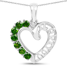 Load image into Gallery viewer, 14K White Gold Plated 0.84 Carat Genuine Chrome Diopside .925 Sterling Silver Pendant