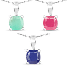 Load image into Gallery viewer, 3.00 Carat Genuine Emerald, Glass Filled Ruby & Glass Filled Sapphire .925 Sterling Silver Pendant