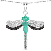 Load image into Gallery viewer, 1.87 Carat Genuine Zambian Emerald and White Topaz .925 Sterling Silver Pendant