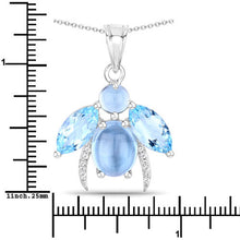 Load image into Gallery viewer, 9.06 Carat Genuine Blue Topaz and White Topaz .925 Sterling Silver Pendant